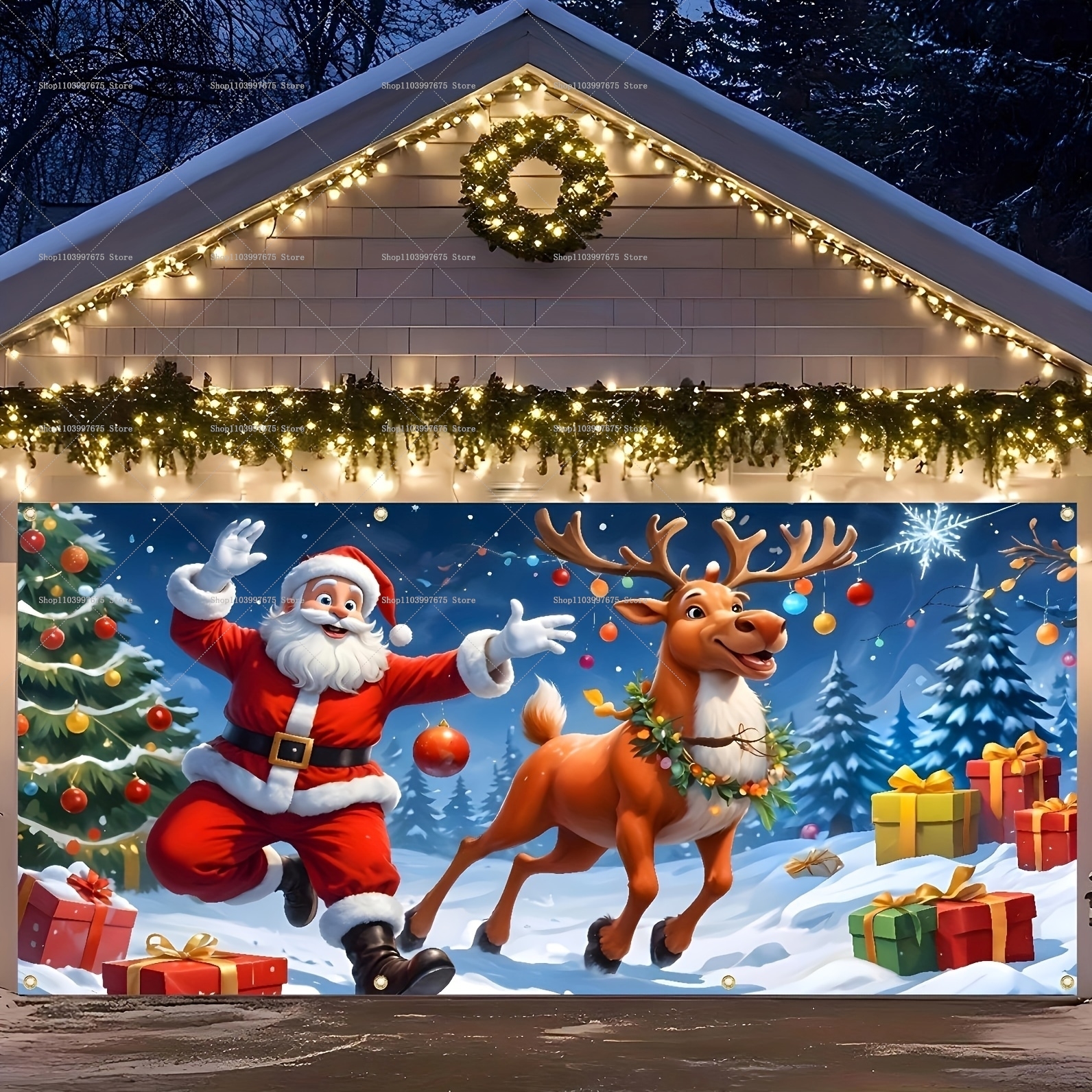 Photography Zebra - Santa Claus Merry Christmas Garage Door