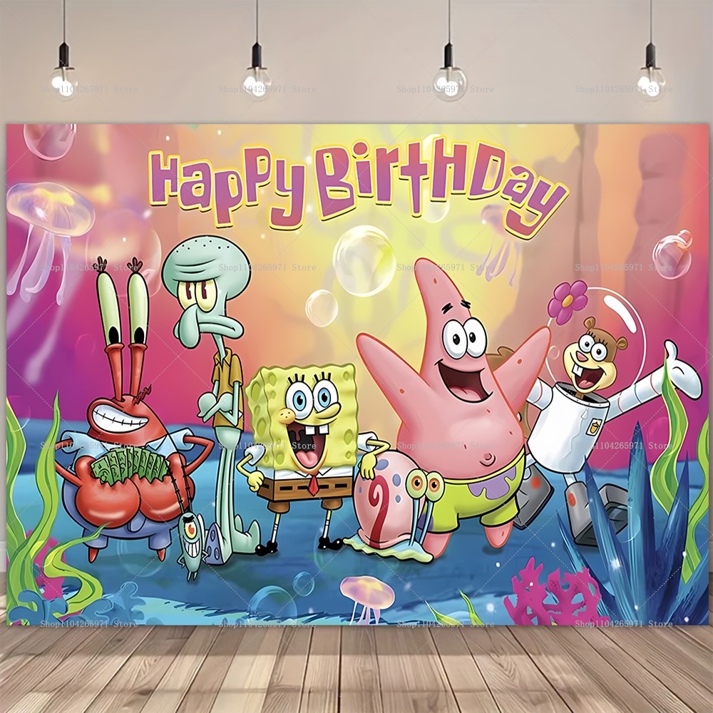 SpongeBob Party Backdrop Banne - مراجعة Photography Sport وسعره