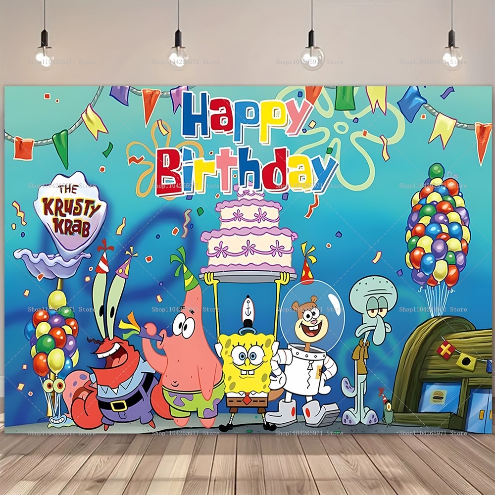 SpongeBob Party Backdrop Banne - مراجعة Photography Sport وسعره