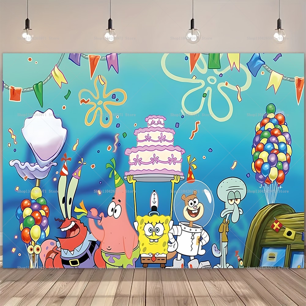 SpongeBob Party Backdrop Banne - مراجعة Photography Sport وسعره