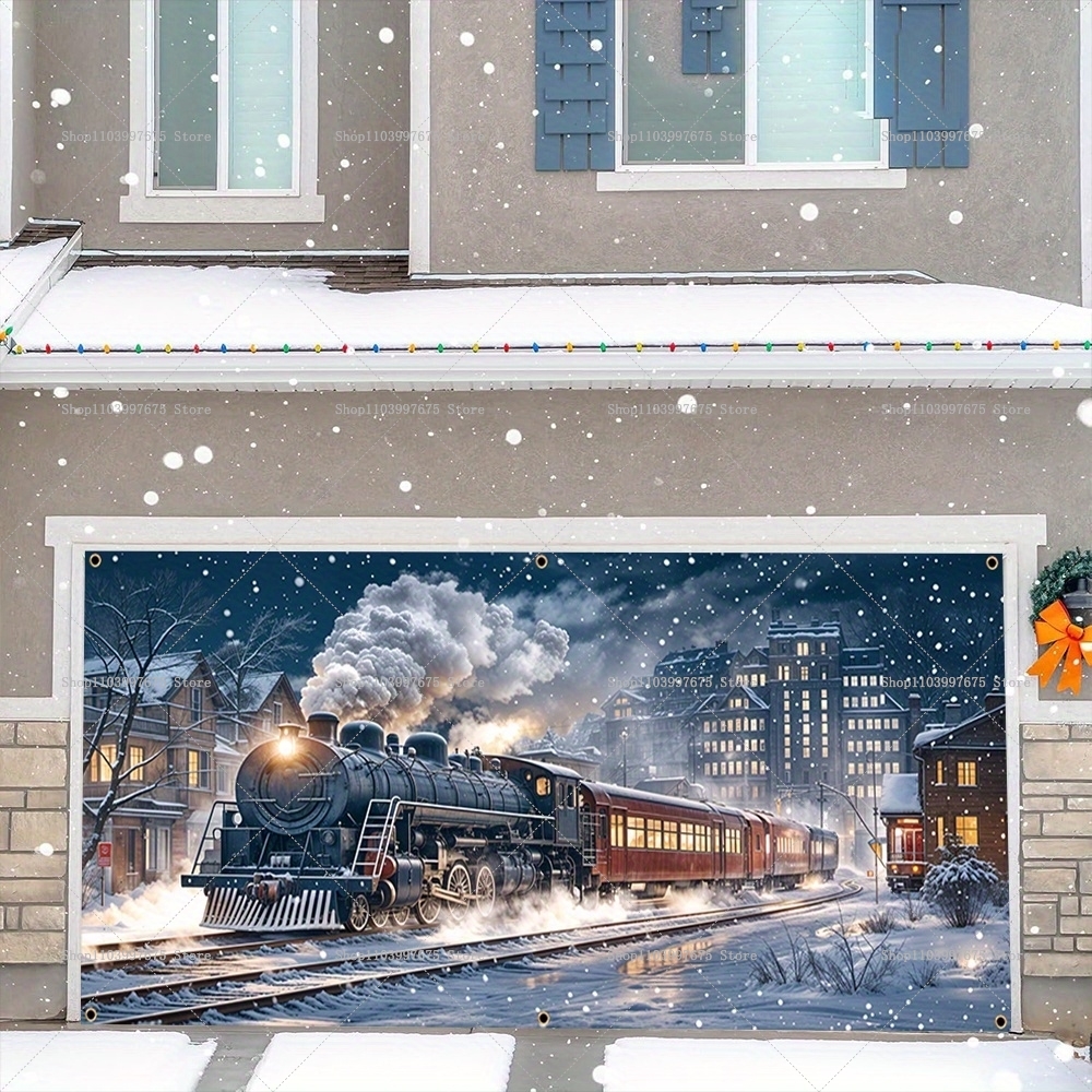 Christmas Train Garage Door Ba - مراجعة Photography Zebra وسعره