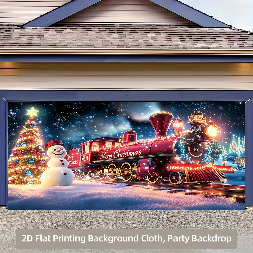 Christmas Train Garage Door Ba - مراجعة Photography Zebra وسعره