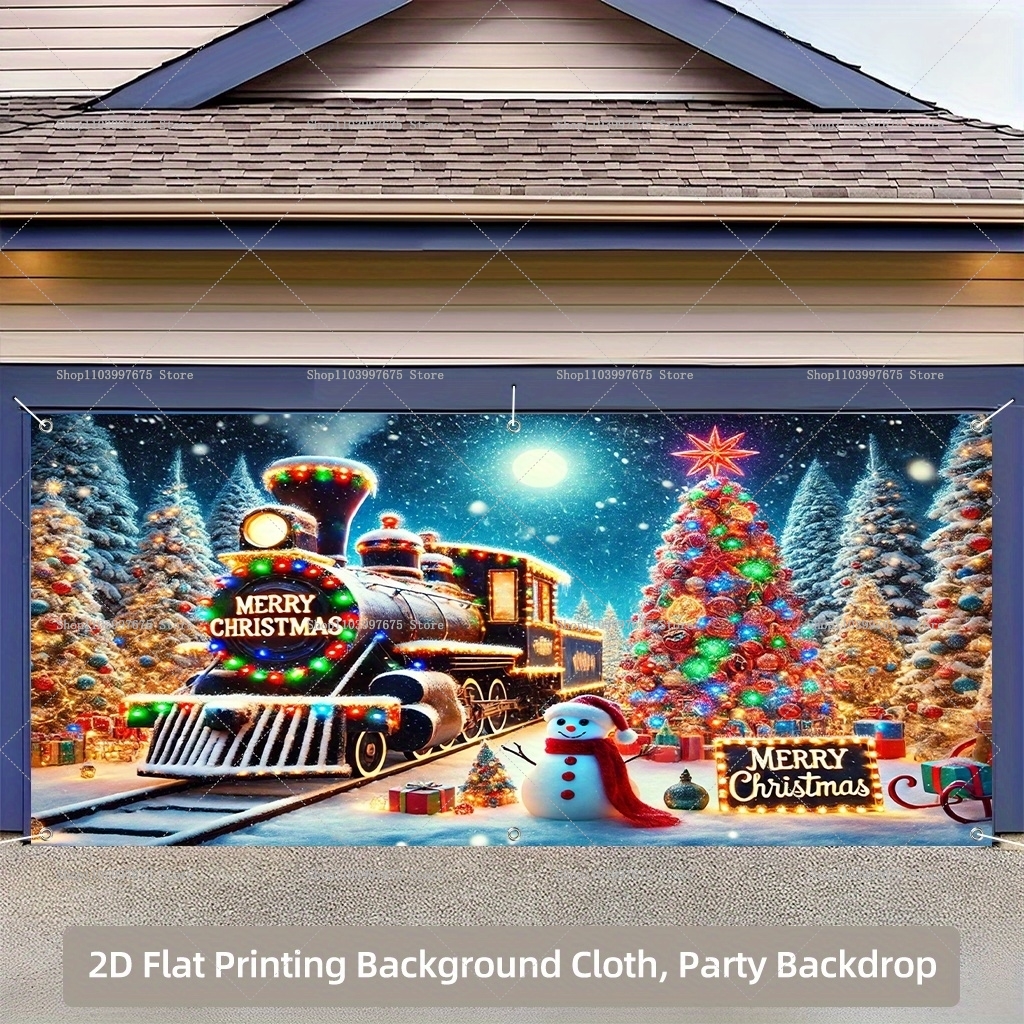 Christmas Train Garage Door Ba - مراجعة Photography Zebra وسعره