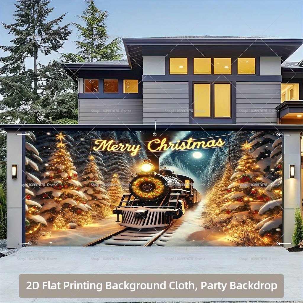 Christmas Train Garage Door Ba - مراجعة Photography Zebra وسعره